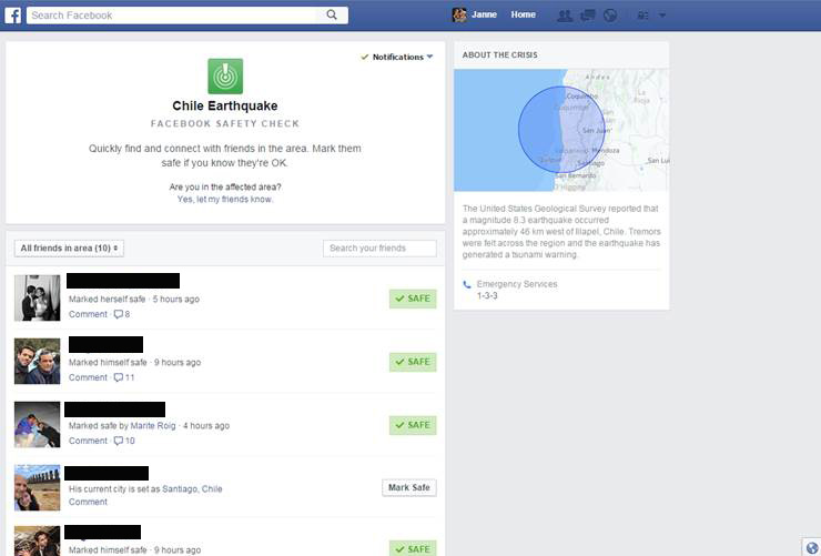 Facebook activa Terremoto en Chile copia